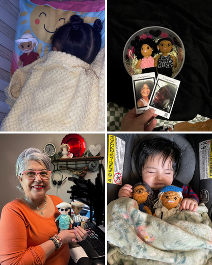 Tranquil® - Muñeca personalizada de crochet con tarjeta con foto